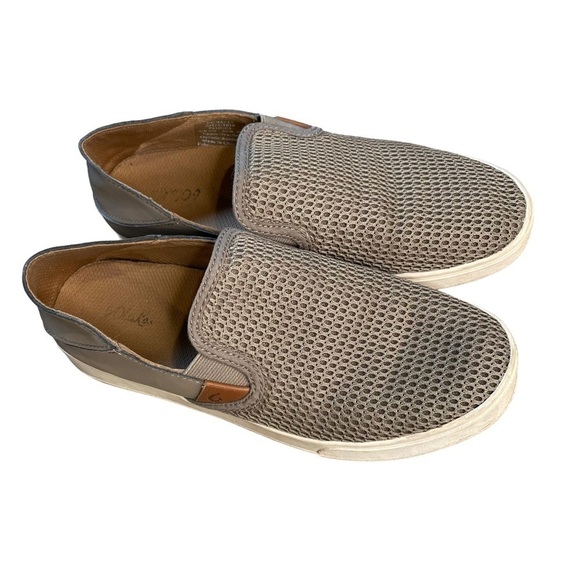 OLUKAI PEHUEA Clay Grey Slip-on Sneakers Sz US 8 EU 38 Lightweight Non-marking - Picture 1 of 9